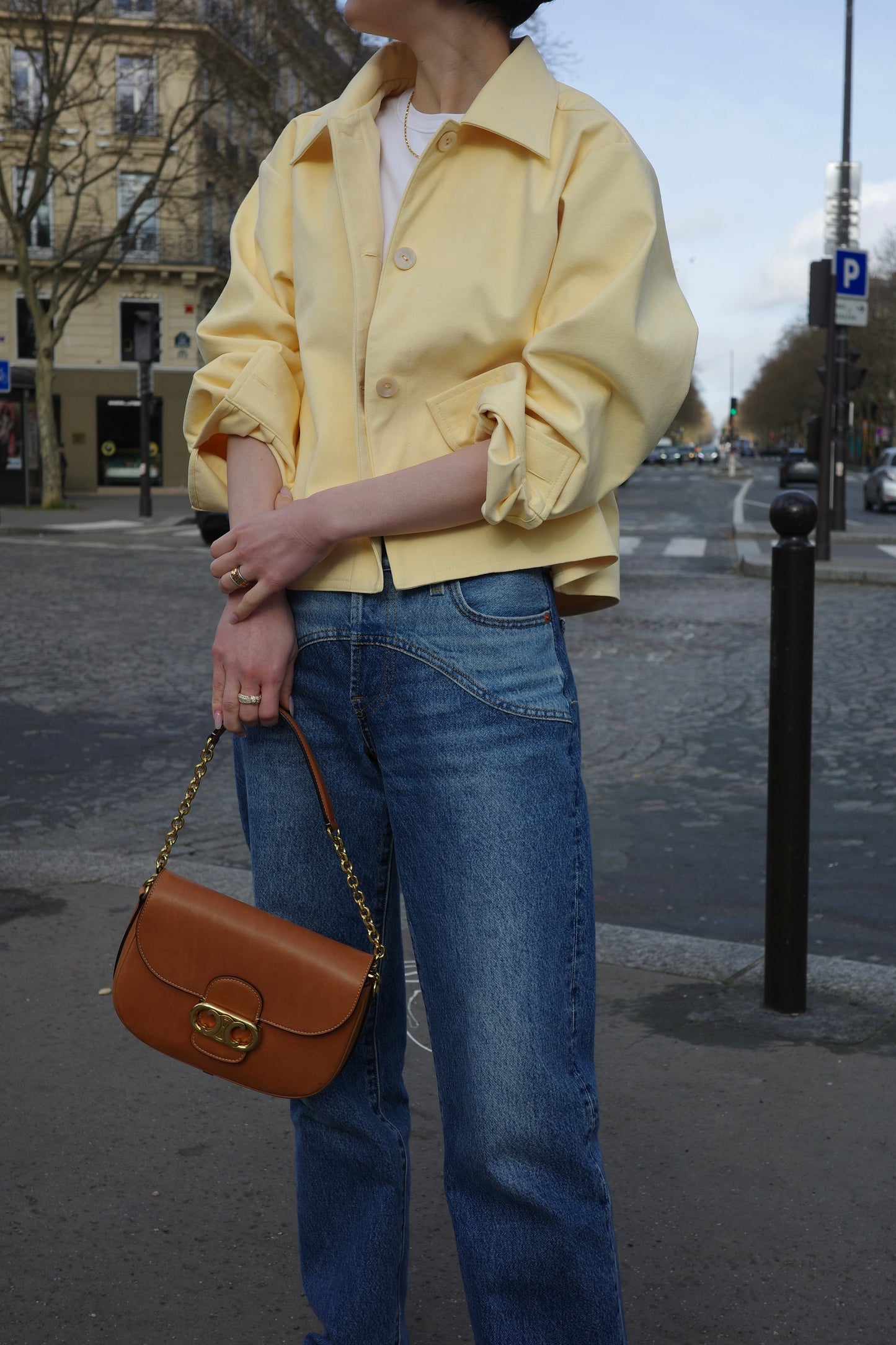 Veste courte en Alcantara Jaune Beurre