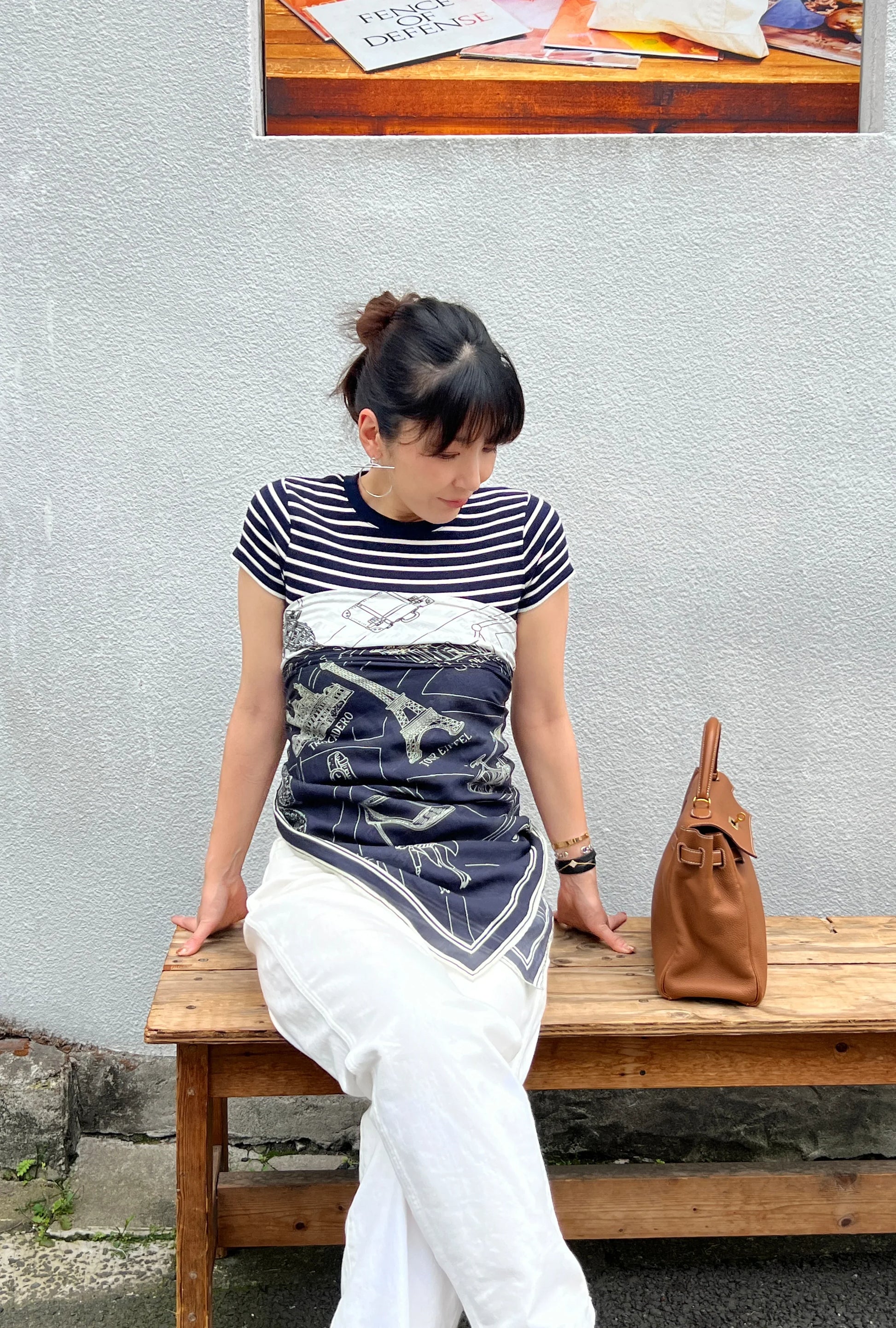 Foulard Ex-libris Paris x aLORS -une collaboration d’exception (ホワイトxブラック) - aLORS online store