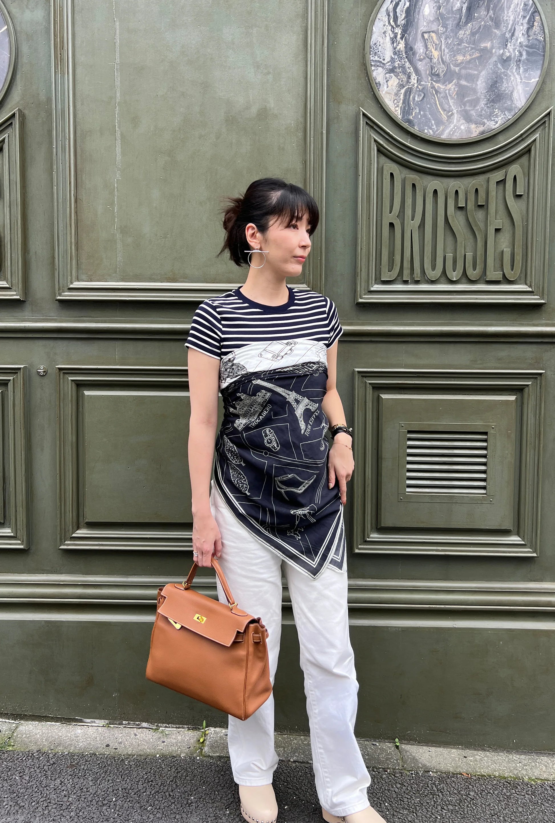 Foulard Ex-libris Paris x aLORS -une collaboration d’exception(ダークネイビーx アイボリー) - aLORS online store