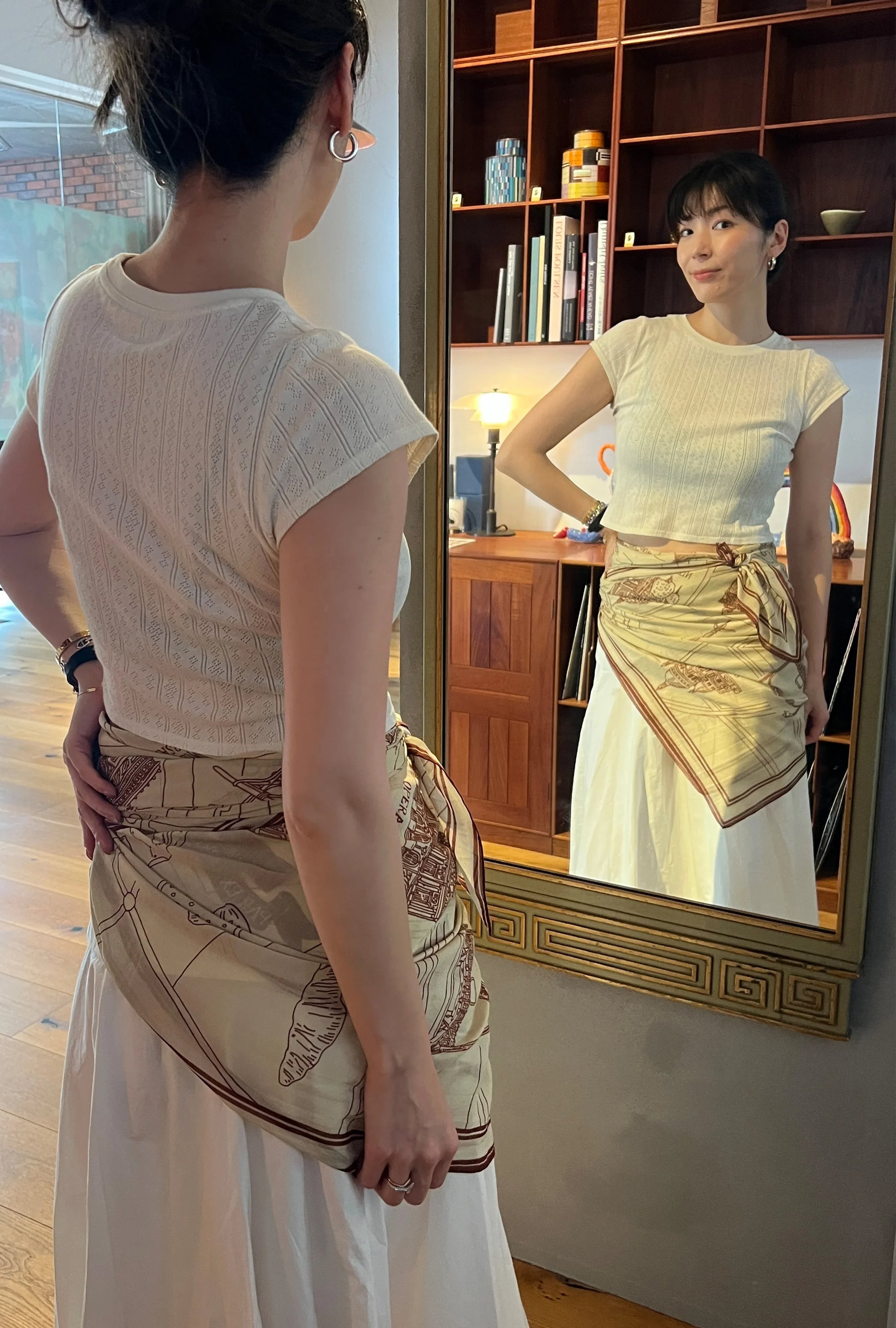 Foulard Ex-libris Paris x aLORS -une collaboration d’exception (アイボリーxボルドー) - aLORS online store