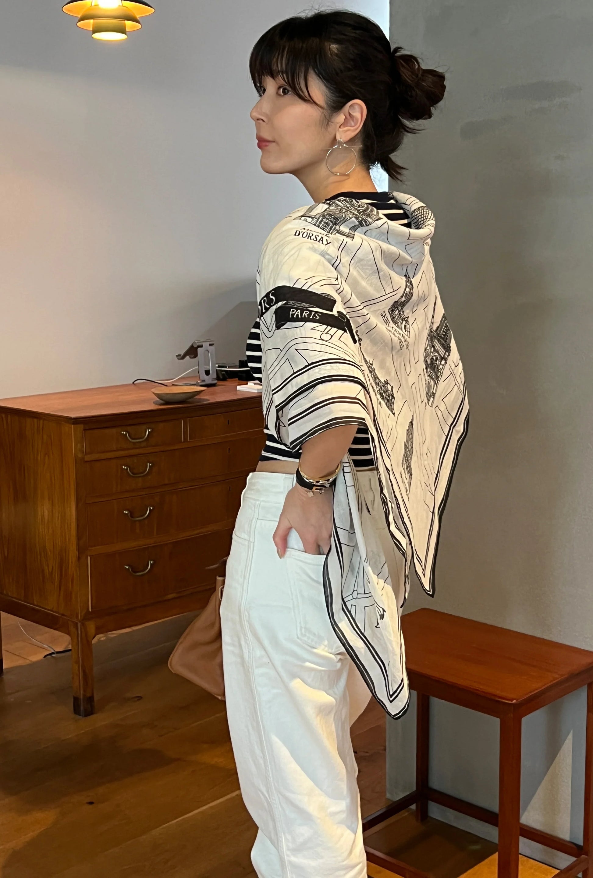 Foulard Ex-libris Paris x aLORS -une collaboration d’exception (ホワイトxブラック) - aLORS online store