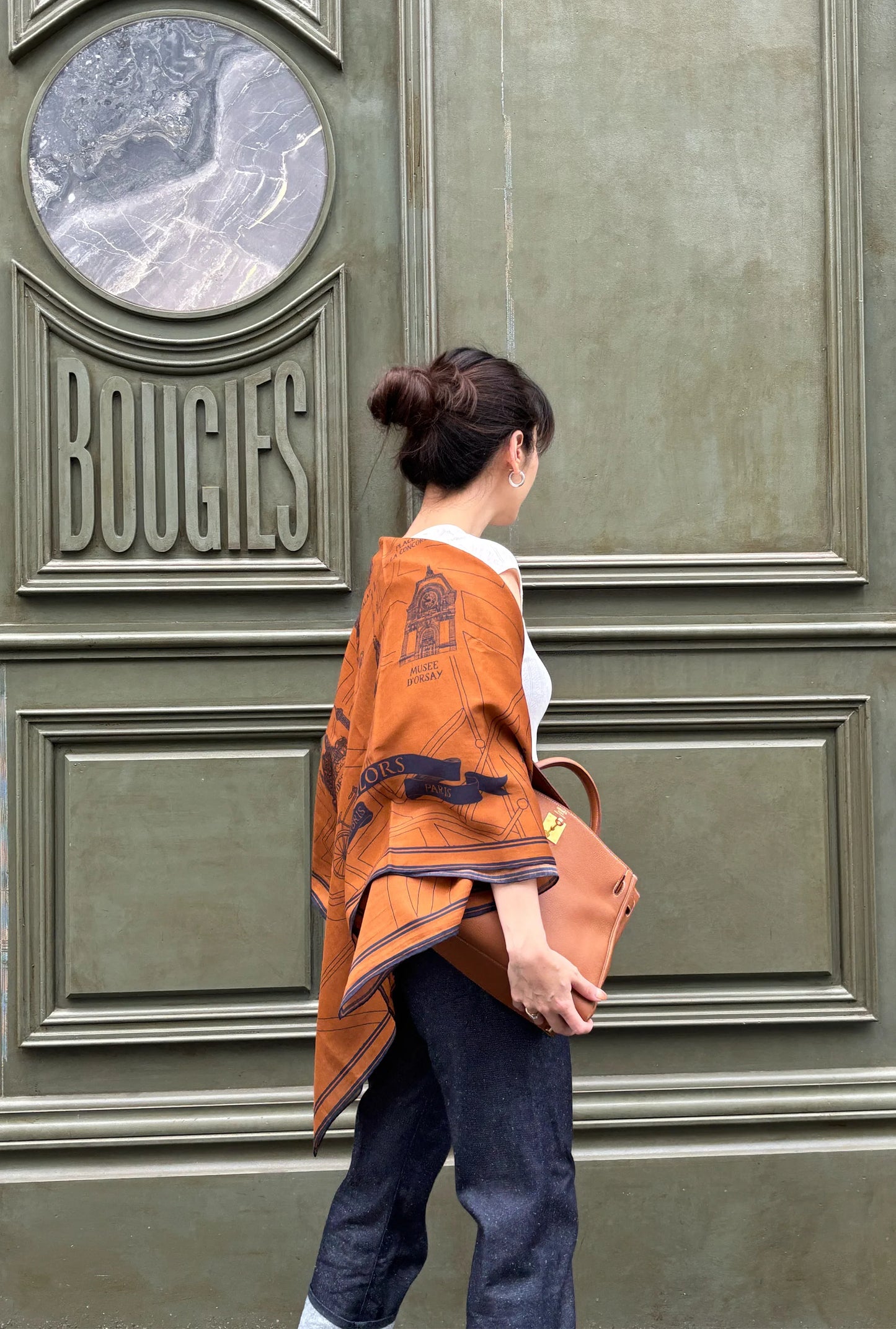 Foulard Ex-libris Paris x aLORS -une collaboration d’exception (キャメルx ネイビー) - aLORS online store