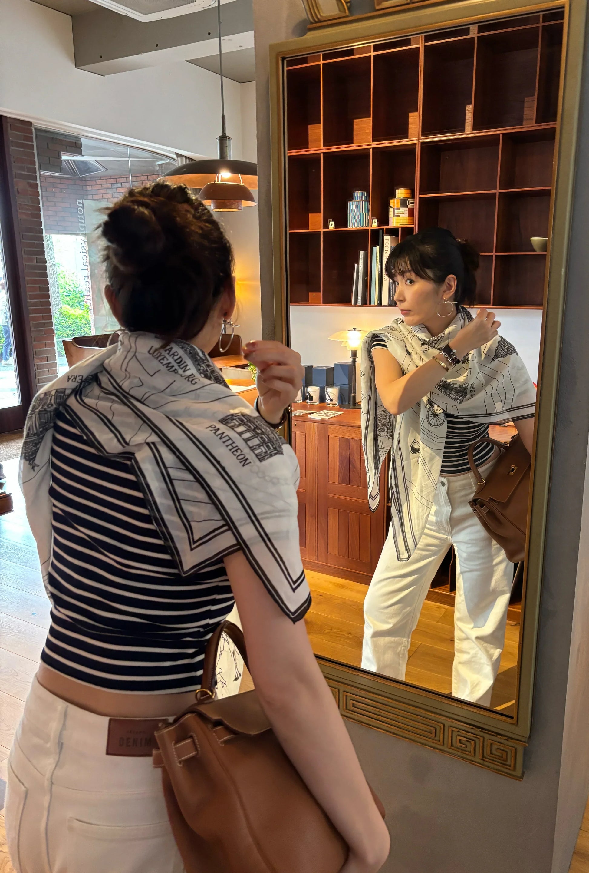 Foulard Ex-libris Paris x aLORS -une collaboration d’exception (ホワイトxブラック) - aLORS online store