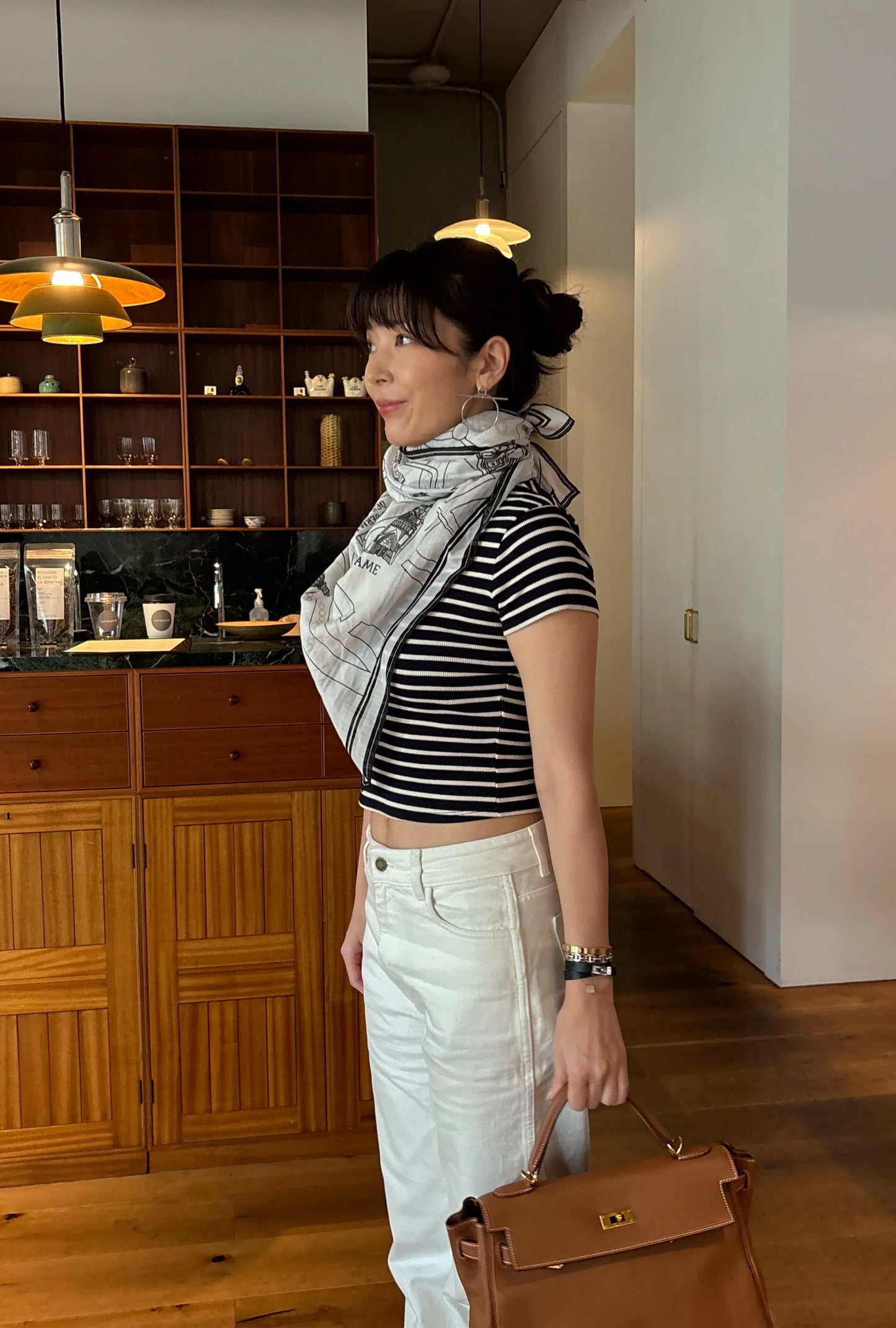 Foulard Ex-libris Paris x aLORS -une collaboration d’exception (ホワイトxブラック) - aLORS online store