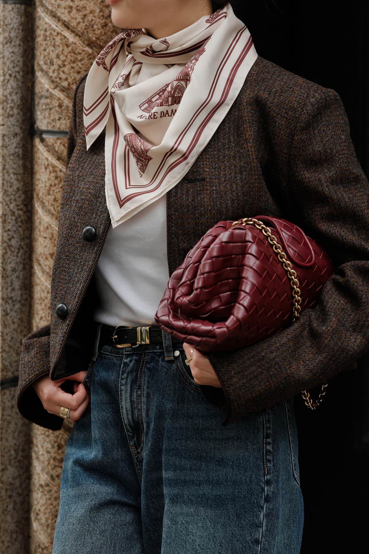 Foulard Ex-libris Paris x aLORS - An Exceptional Collaboration (Ivory x Bordeaux) 90x90cm Scarf