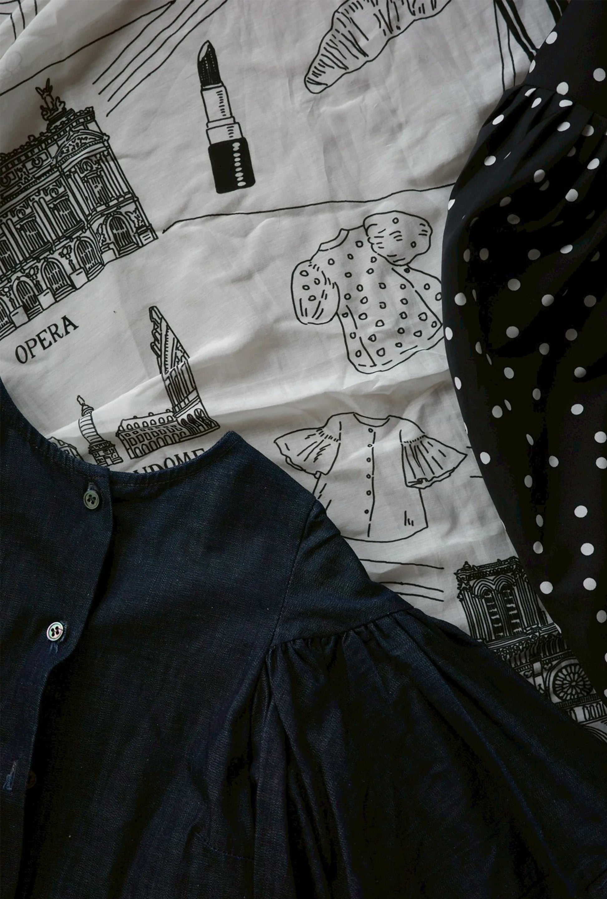 Foulard Ex-libris Paris x aLORS -une collaboration d’exception (ホワイトxブラック) - aLORS online store