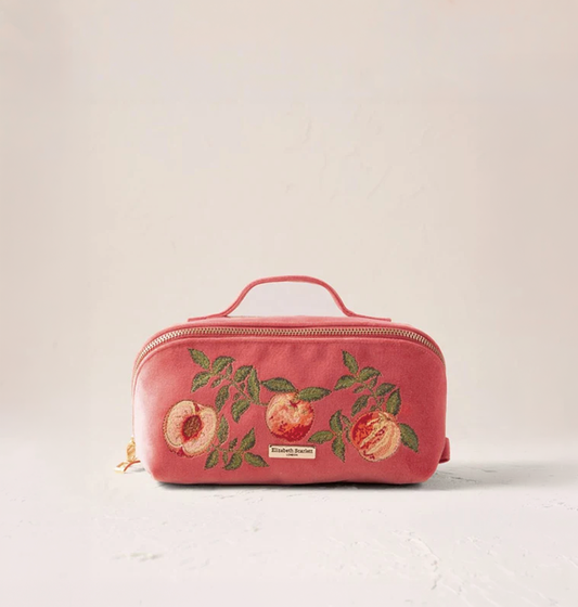 aLORS Select【Elizabeth Scarlett】Summer Peach Velvet Open Flat Makeup Bag - Spiced Coral