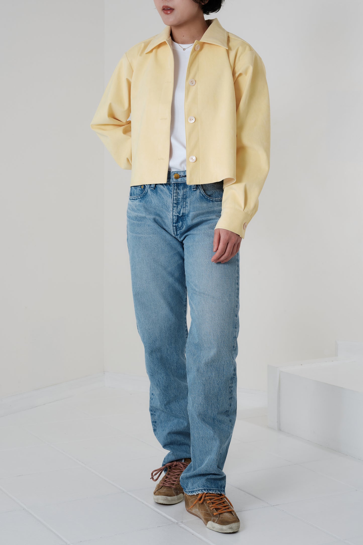 Veste courte en Alcantara Jaune Beurre
