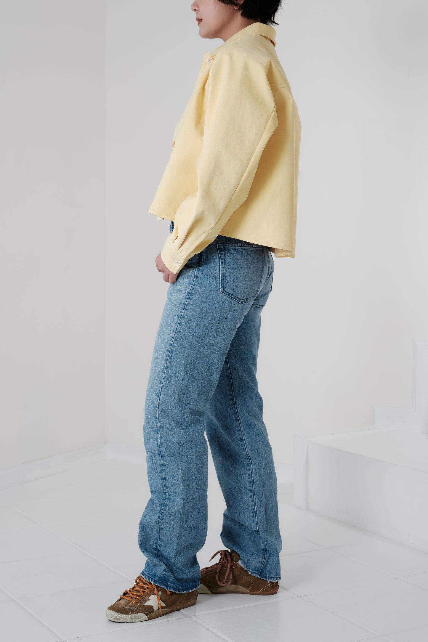 Veste courte en Alcantara Jaune Beurre