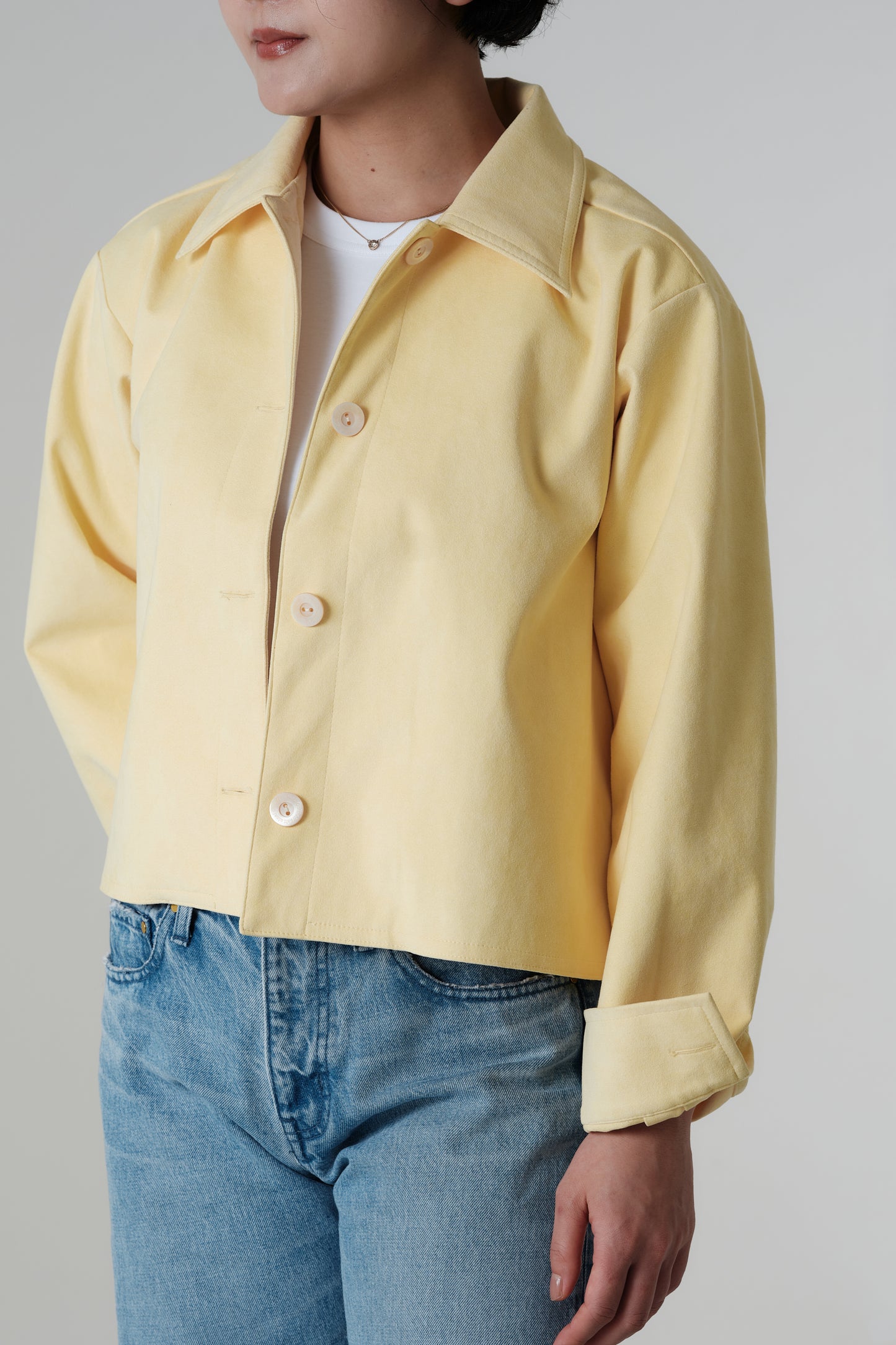 Veste courte en Alcantara Jaune Beurre