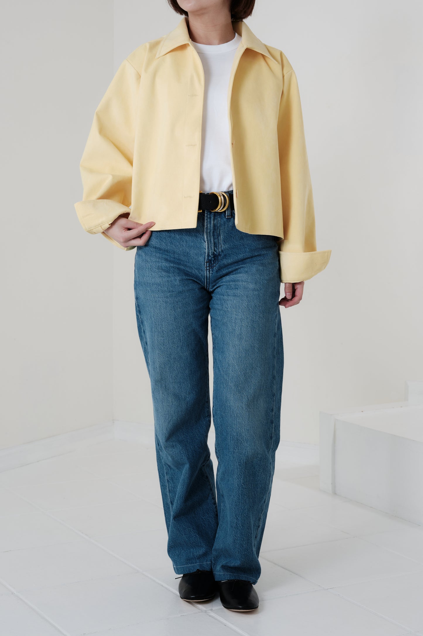 Veste courte en Alcantara Jaune Beurre