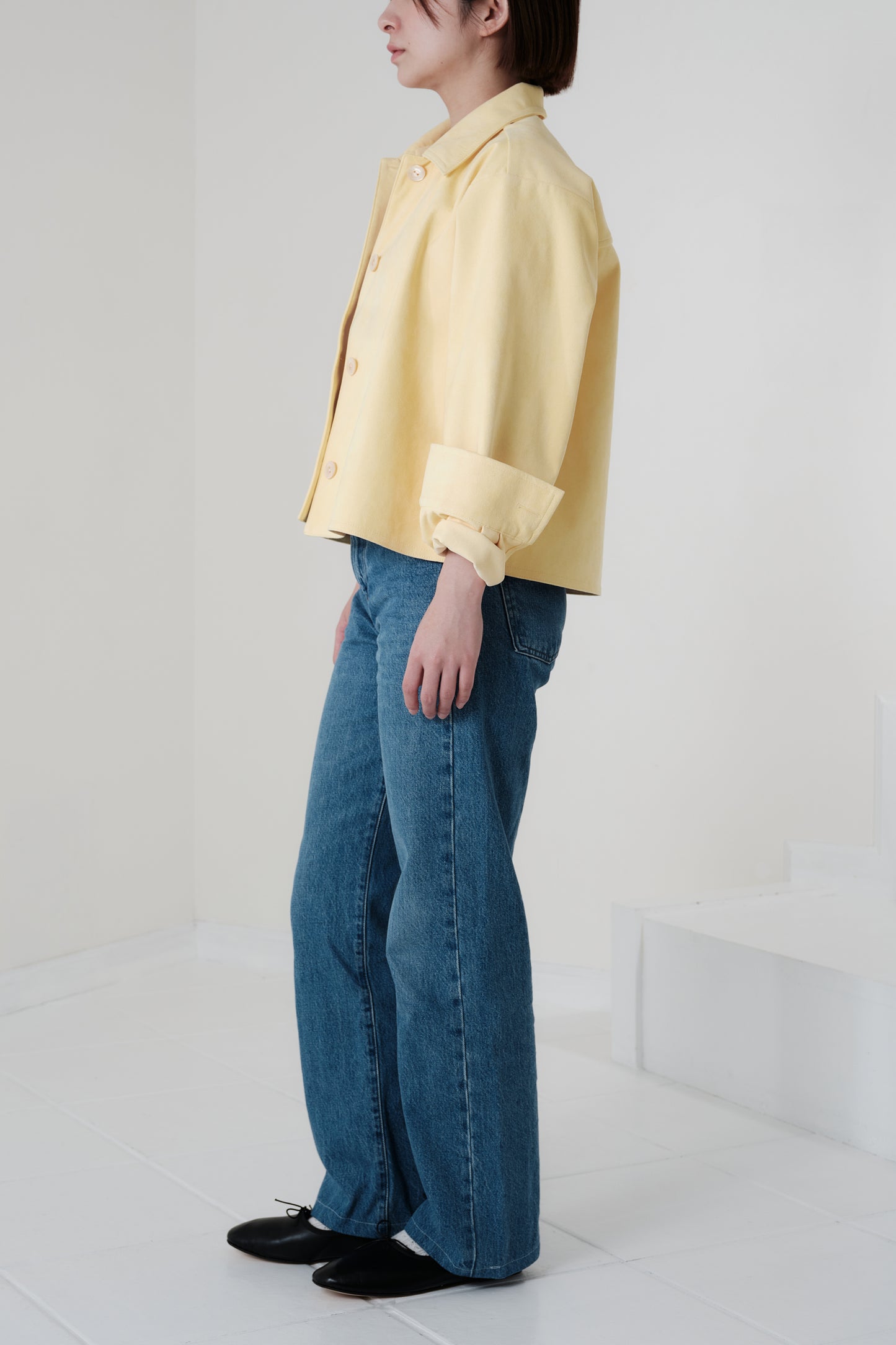 Veste courte en Alcantara Jaune Beurre