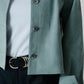Veste courte en Alcantara Bleu Bulle de Savon