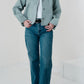 Veste courte en Alcantara Bleu Bulle de Savon