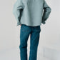 Veste courte en Alcantara Bleu Bulle de Savon
