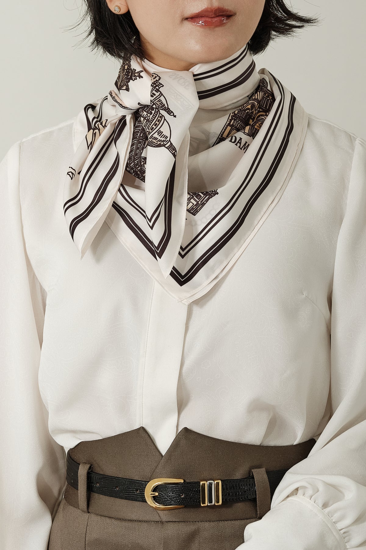 Foulard Ex-libris Paris x aLORS - An Exceptional Collaboration (Ivory x Bordeaux) 90x90cm Scarf