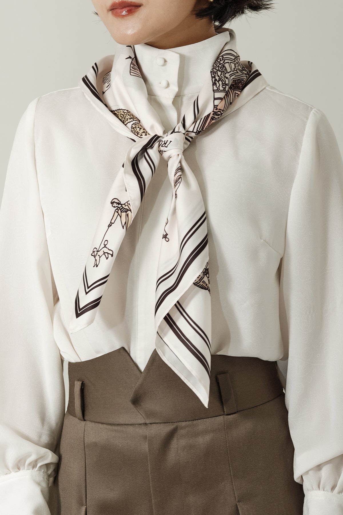 Foulard Ex-libris Paris x aLORS - An Exceptional Collaboration (Ivory x Bordeaux) 90x90cm Scarf