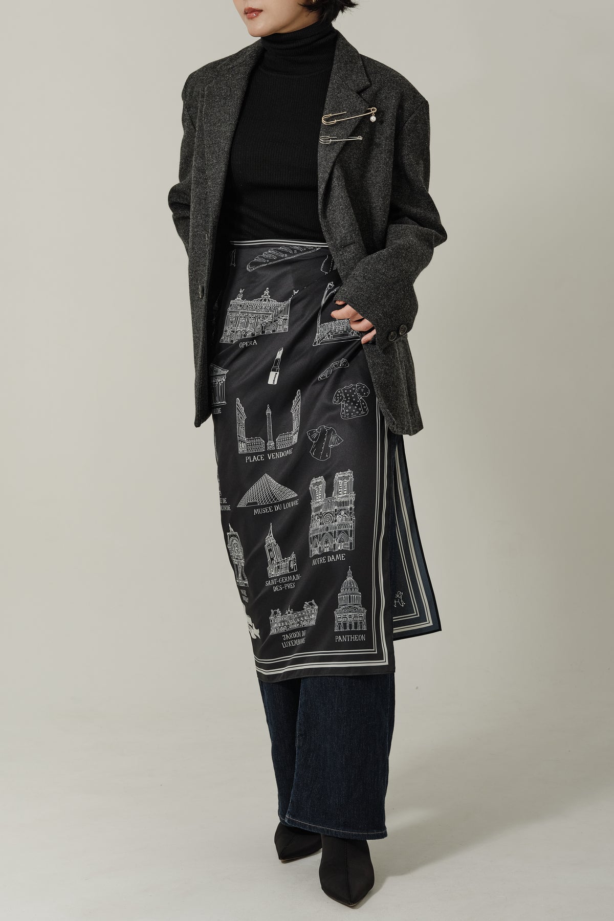 Foulard Ex-libris Paris x aLORS - An Exceptional Collaboration (Ivory x Bordeaux) 90x90cm Scarf