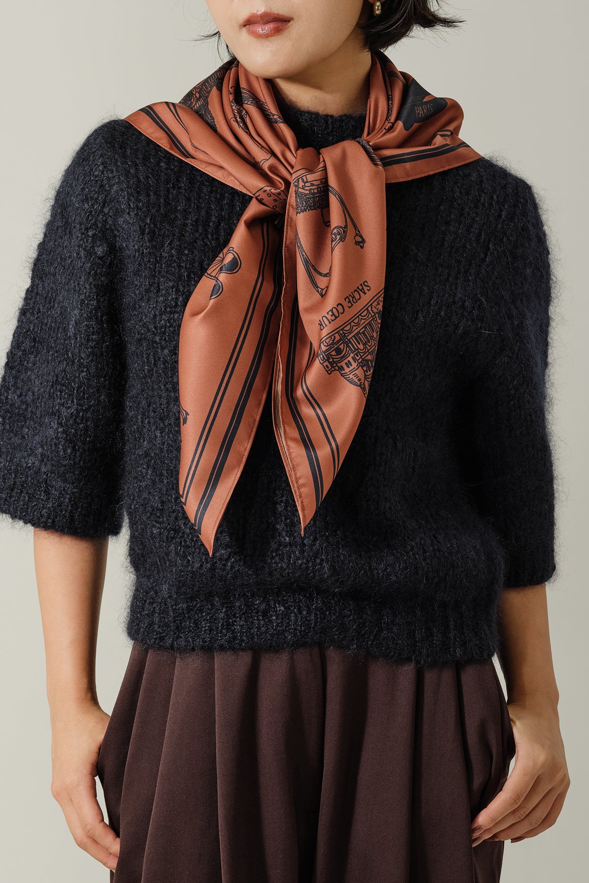 Foulard Ex-libris Paris x aLORS - An Exceptional Collaboration (Ivory x Bordeaux) 90x90cm Scarf