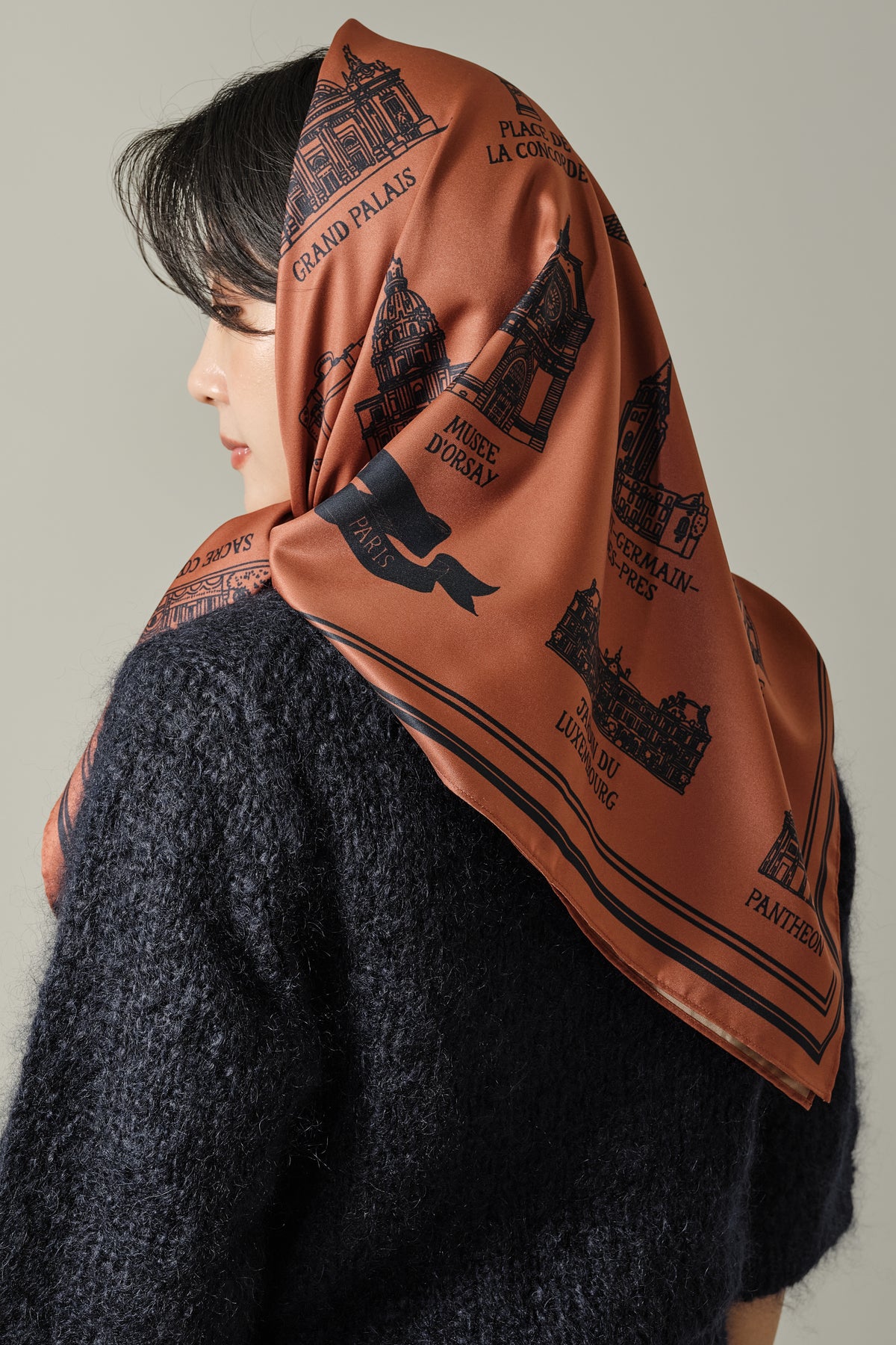 Foulard Ex-libris Paris x aLORS - An Exceptional Collaboration (Ivory x Bordeaux) 90x90cm Scarf