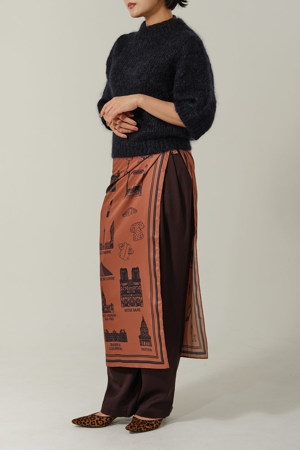 Foulard Ex-libris Paris x aLORS - An Exceptional Collaboration (Ivory x Bordeaux) 90x90cm Scarf