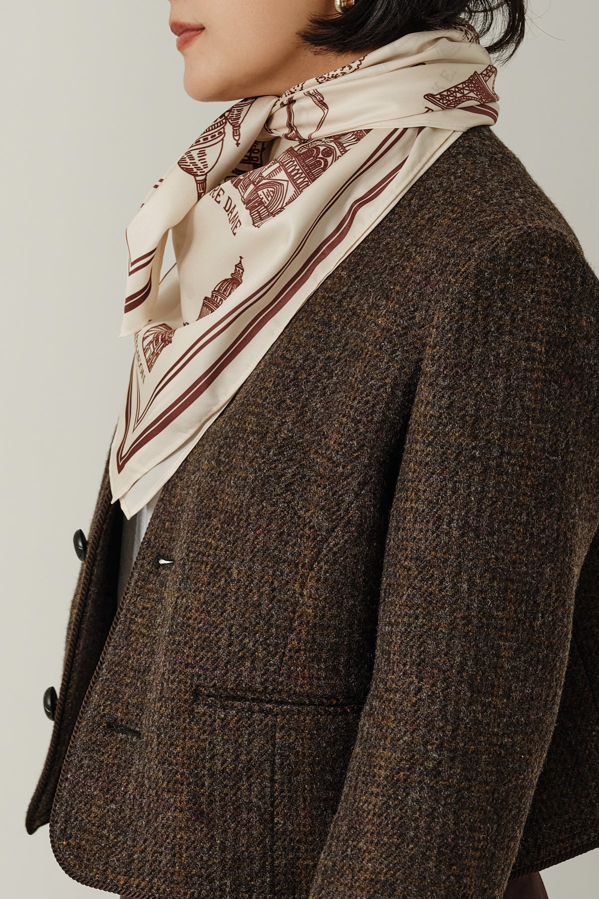 Foulard Ex-libris Paris x aLORS - An Exceptional Collaboration (Ivory x Bordeaux) 90x90cm Scarf