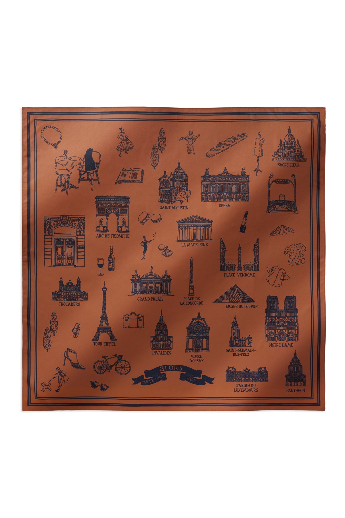 Foulard Ex-libris Paris x aLORS - An Exceptional Collaboration (Ivory x Bordeaux) 90x90cm Scarf