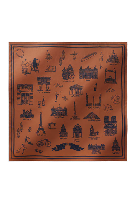 Foulard Ex-libris Paris x aLORS - An Exceptional Collaboration (Ivory x Bordeaux) 90x90cm Scarf
