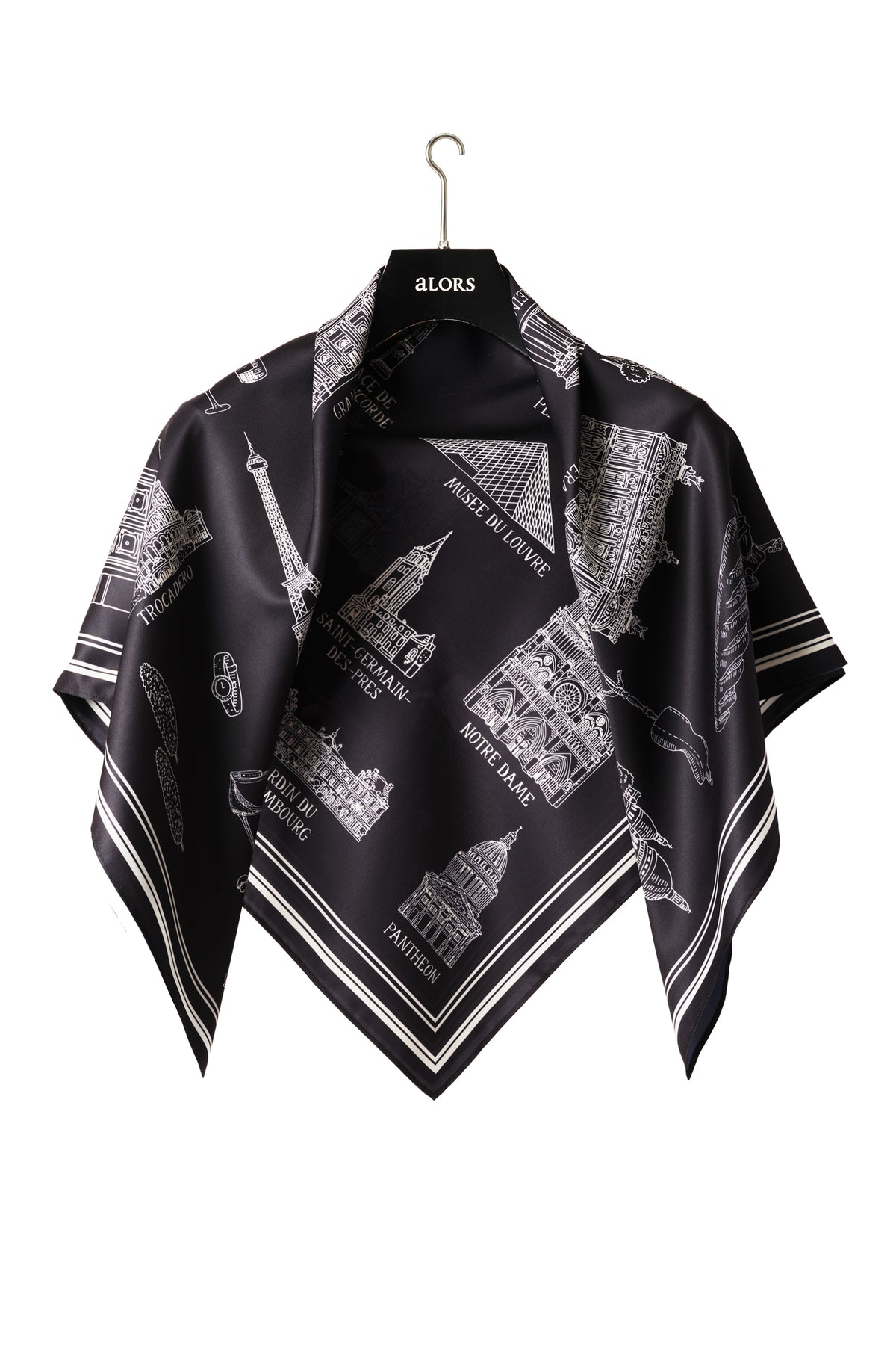 Foulard Ex-libris Paris x aLORS - An Exceptional Collaboration (Ivory x Bordeaux) 90x90cm Scarf