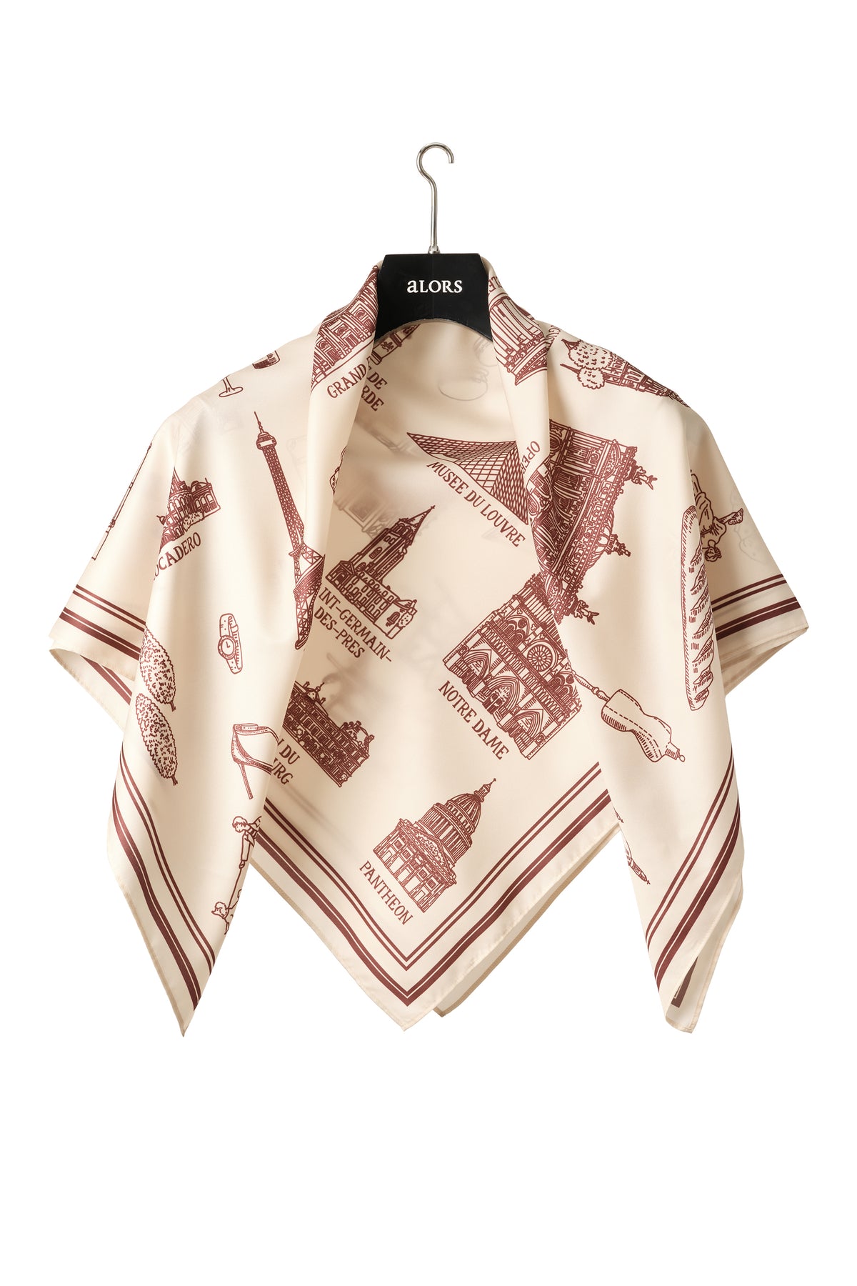 Foulard Ex-libris Paris x aLORS - An Exceptional Collaboration (Ivory x Bordeaux) 90x90cm Scarf