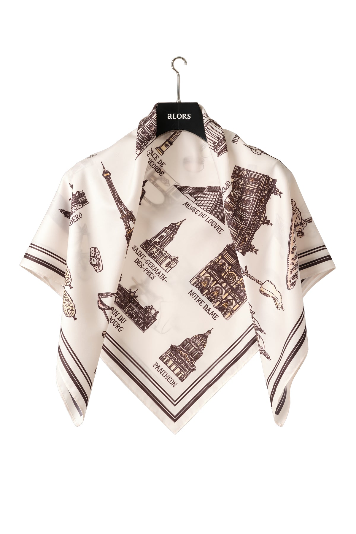 Foulard Ex-libris Paris x aLORS - An Exceptional Collaboration (Ivory x Bordeaux) 90x90cm Scarf