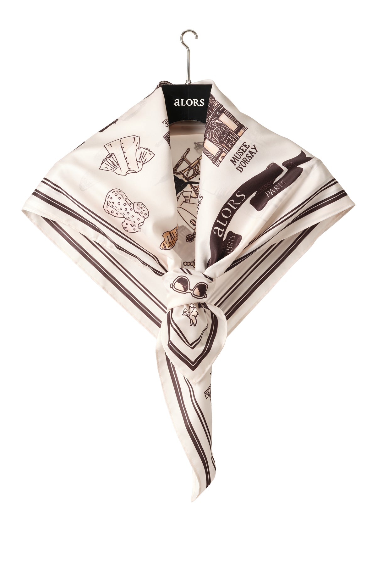 Foulard Ex-libris Paris x aLORS - An Exceptional Collaboration (Ivory x Bordeaux) 90x90cm Scarf
