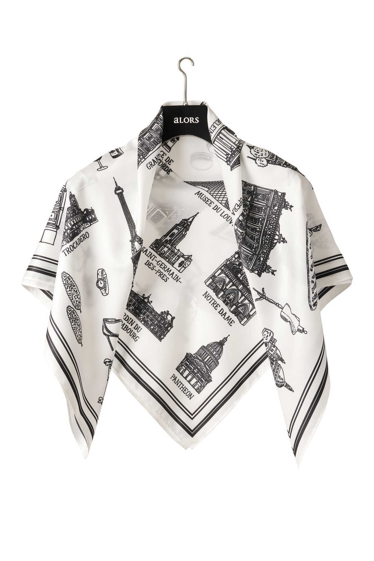 Foulard Ex-libris Paris x aLORS - An Exceptional Collaboration (Ivory x Bordeaux) 90x90cm Scarf
