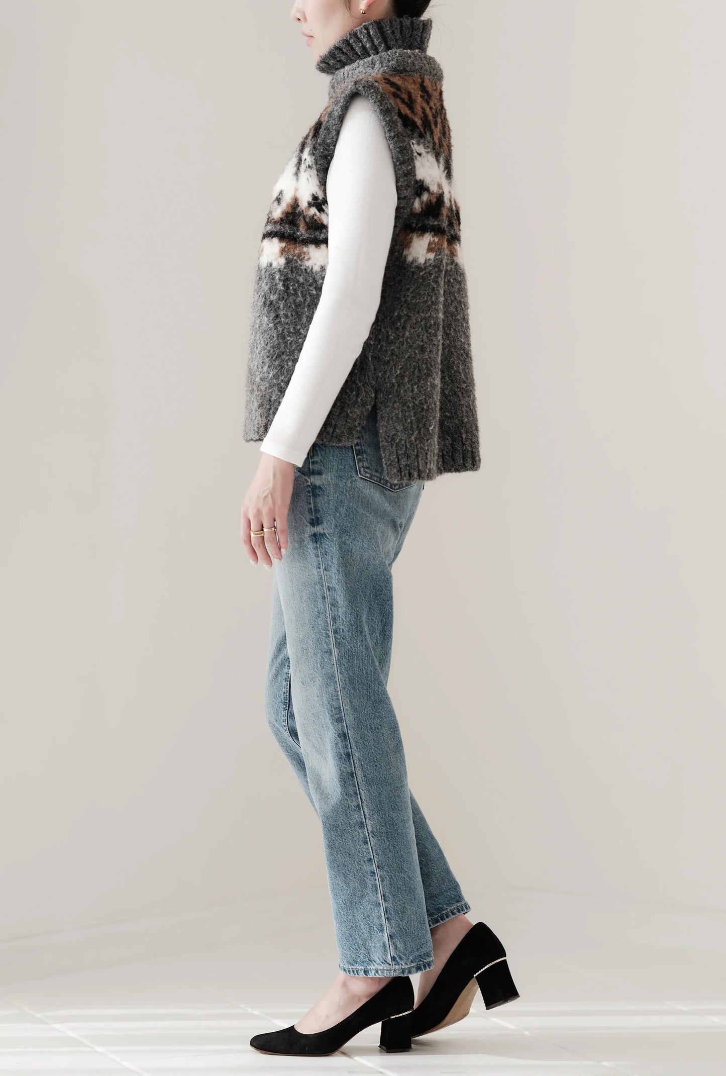 Gilet en tricot jacquard à fils tirés "Ériu" - aLORS online store