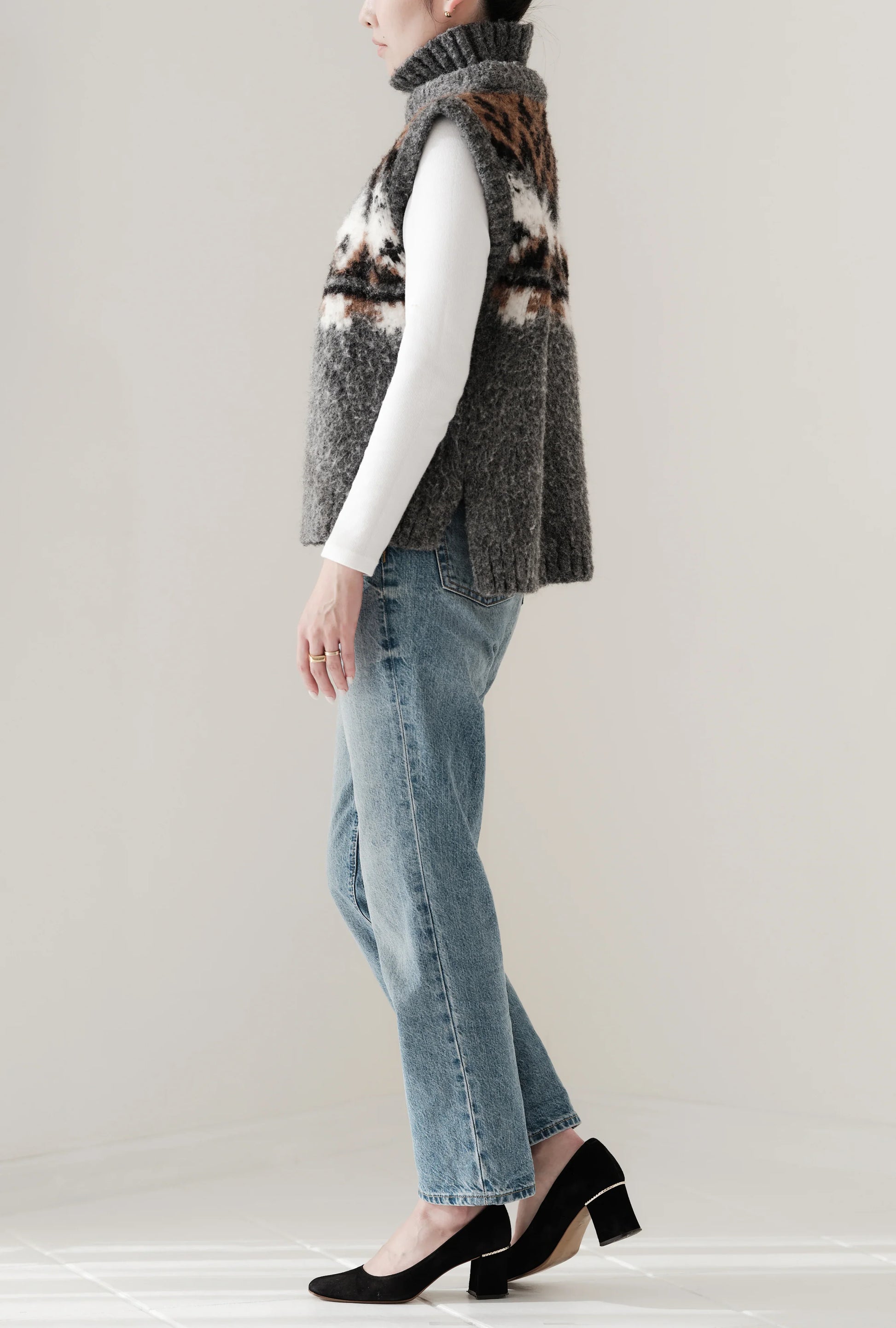 Gilet en tricot jacquard à fils tirés "Ériu" - aLORS online store