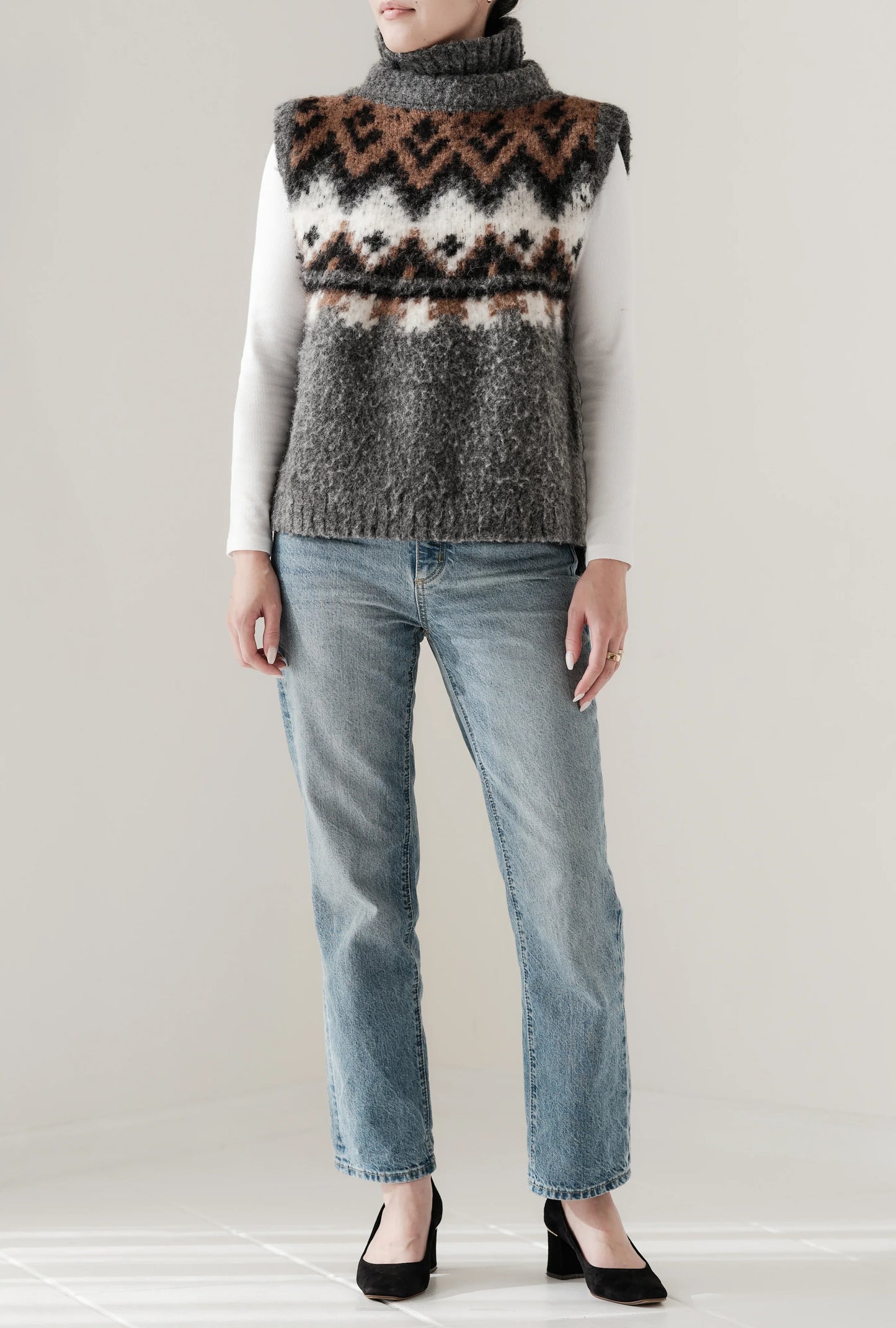 Gilet en tricot jacquard à fils tirés "Ériu" - aLORS online store