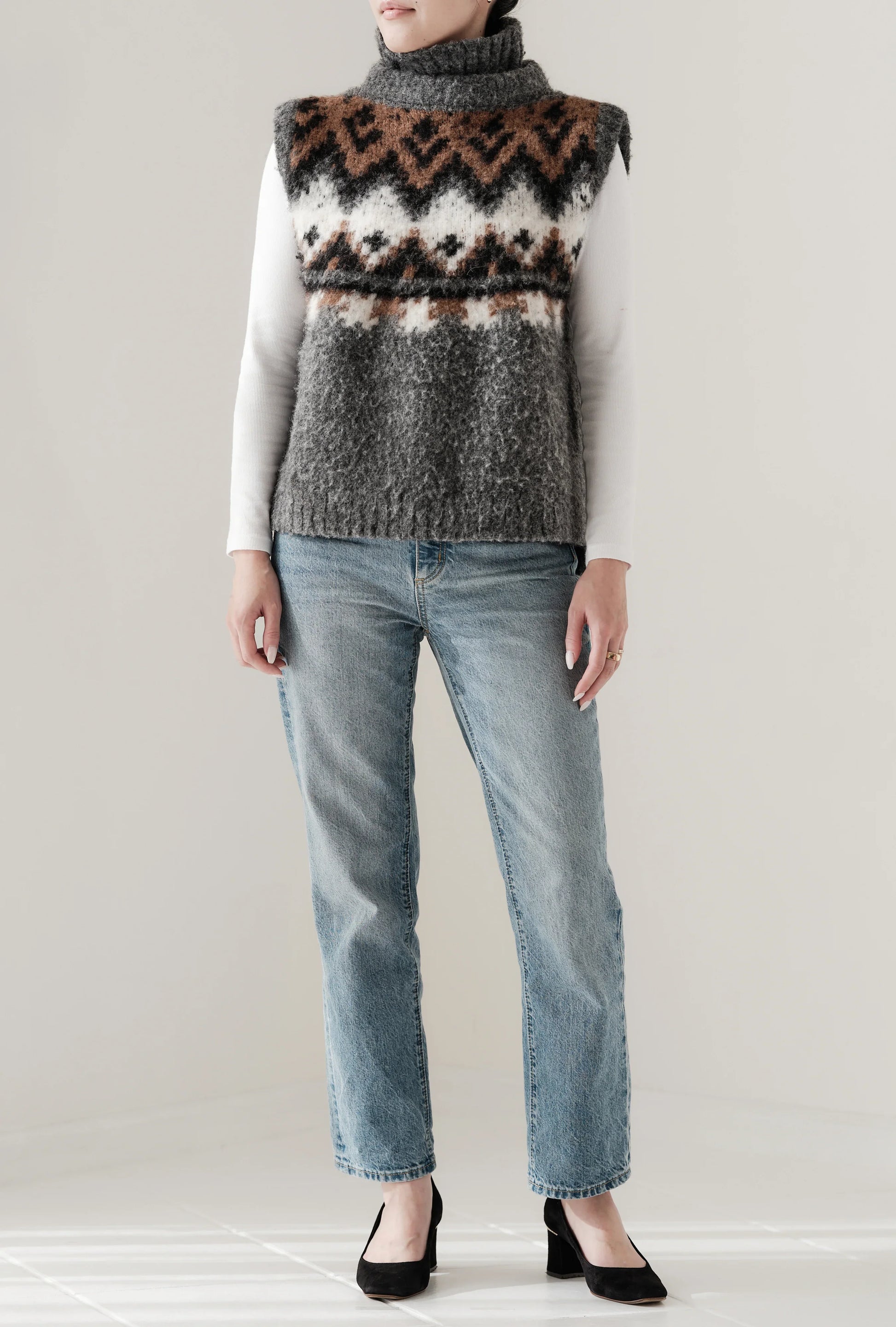 Gilet en tricot jacquard à fils tirés "Ériu" - aLORS online store