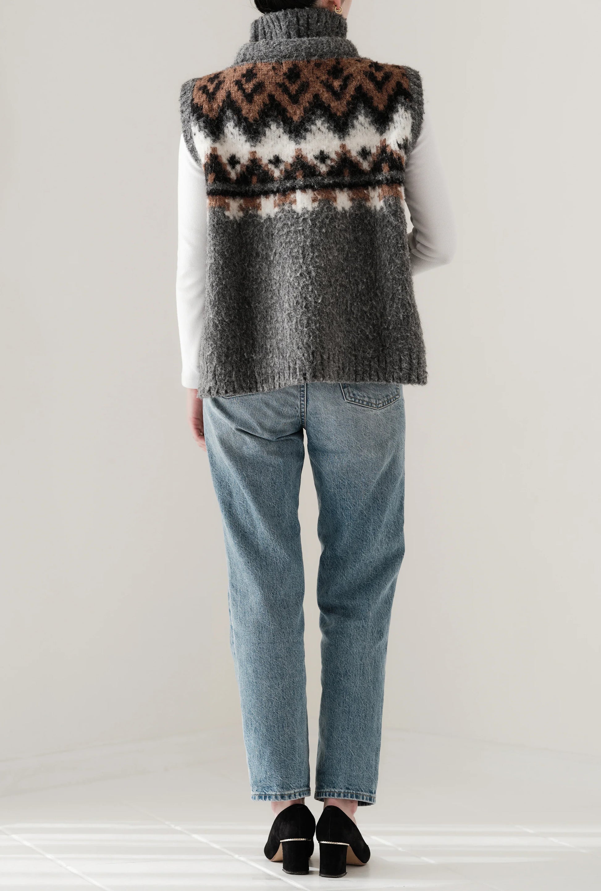 Gilet en tricot jacquard à fils tirés "Ériu" - aLORS online store