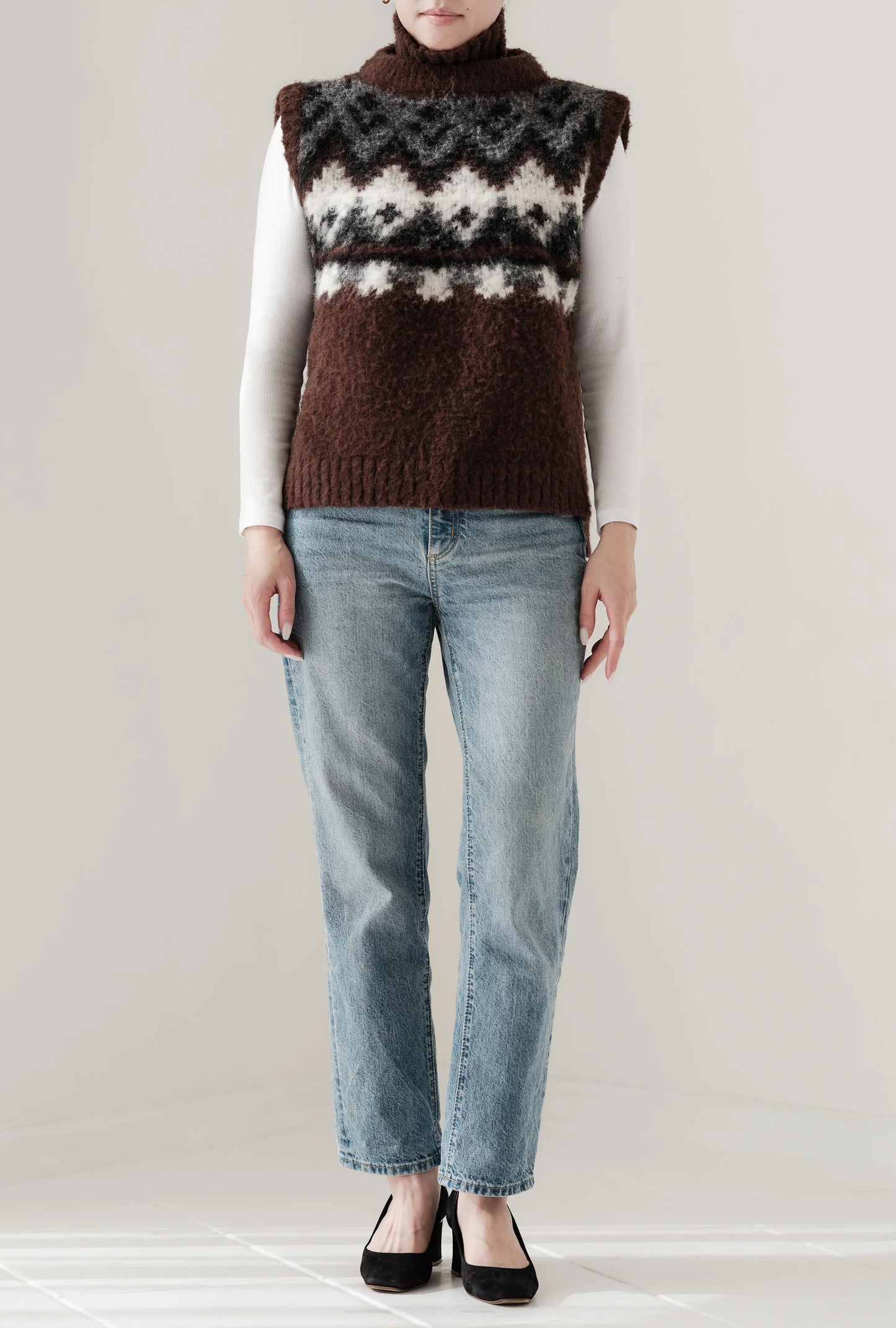 Gilet en tricot jacquard à fils tirés "Ériu" - aLORS online store