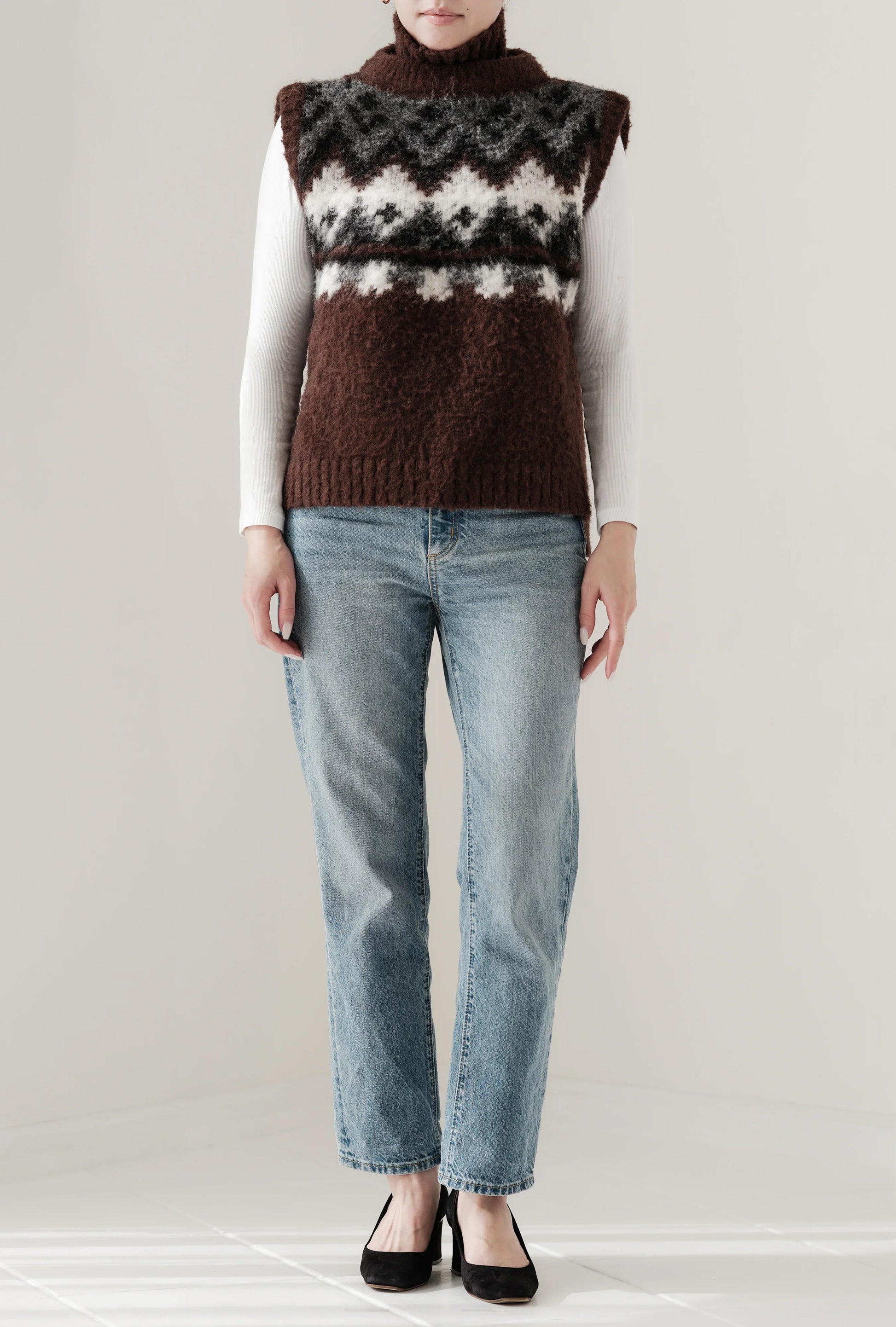 Gilet en tricot jacquard à fils tirés "Ériu" - aLORS online store