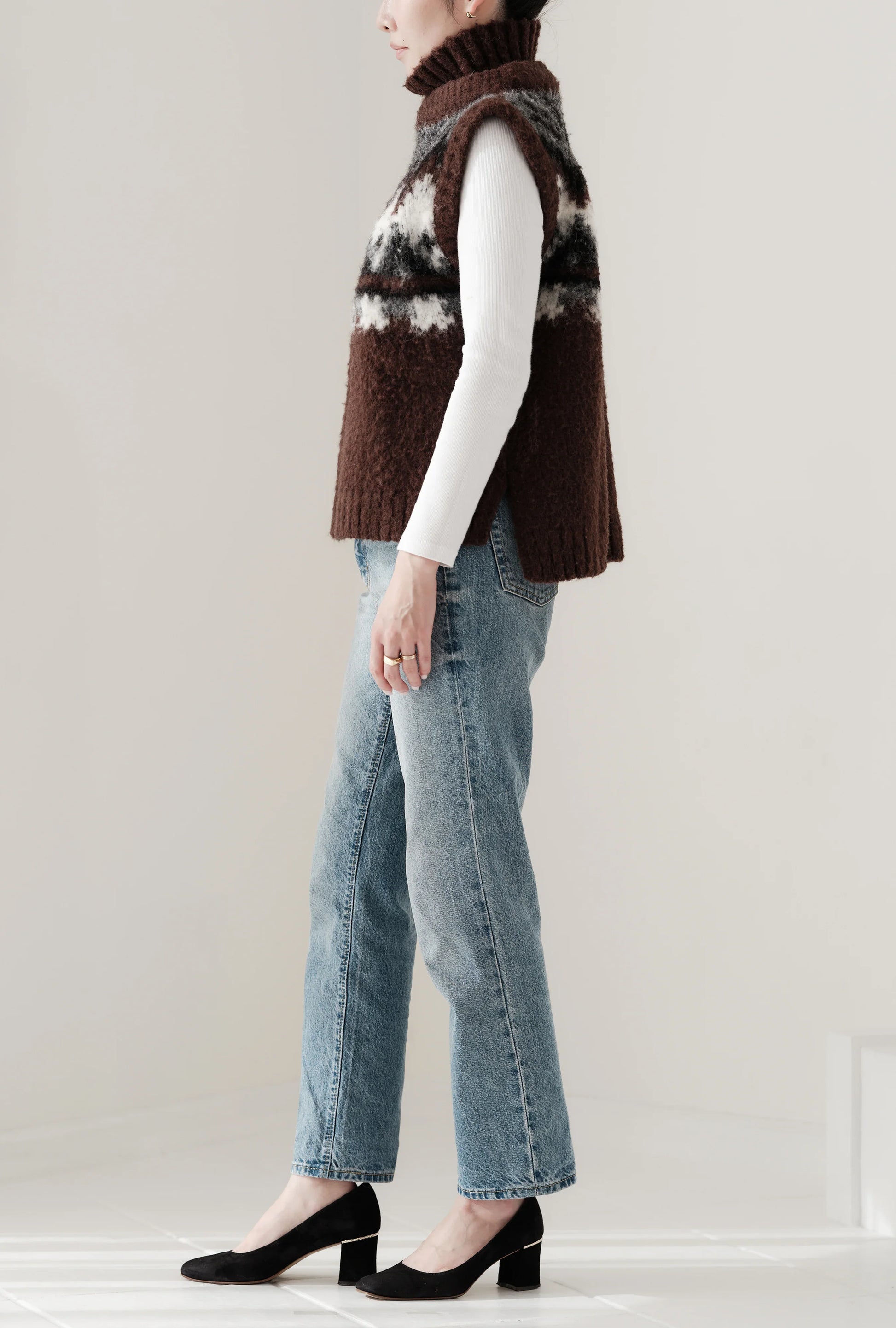 Gilet en tricot jacquard à fils tirés "Ériu" - aLORS online store