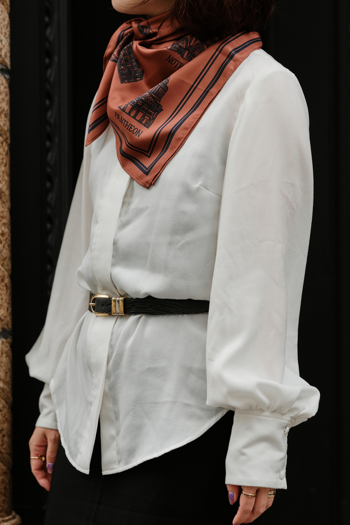 Foulard Ex-libris Paris x aLORS - An Exceptional Collaboration (Ivory x Bordeaux) 90x90cm Scarf