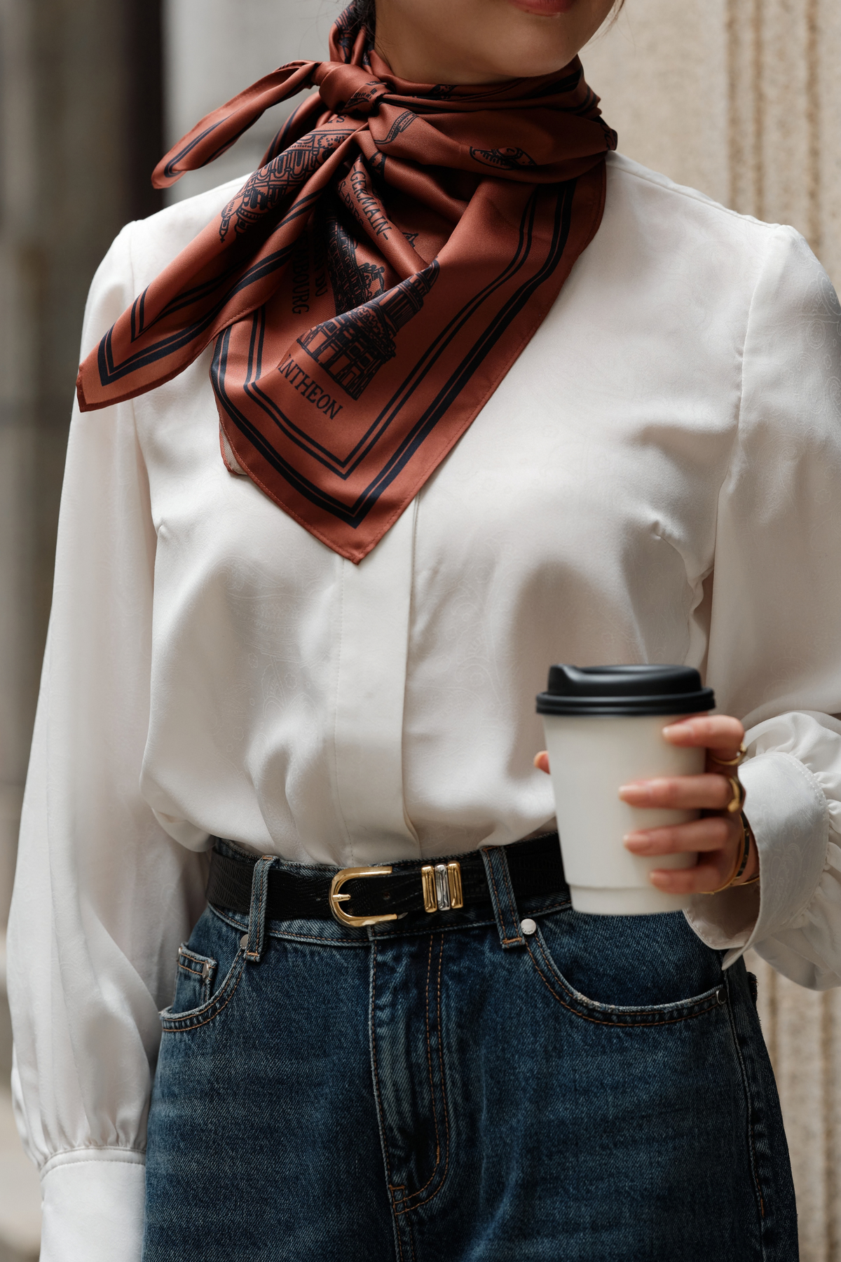 Foulard Ex-libris Paris x aLORS - An Exceptional Collaboration (Ivory x Bordeaux) 90x90cm Scarf