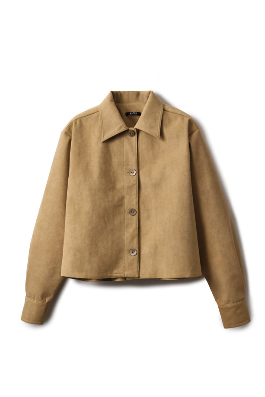 Veste courte en Alcantara Camel Caramel