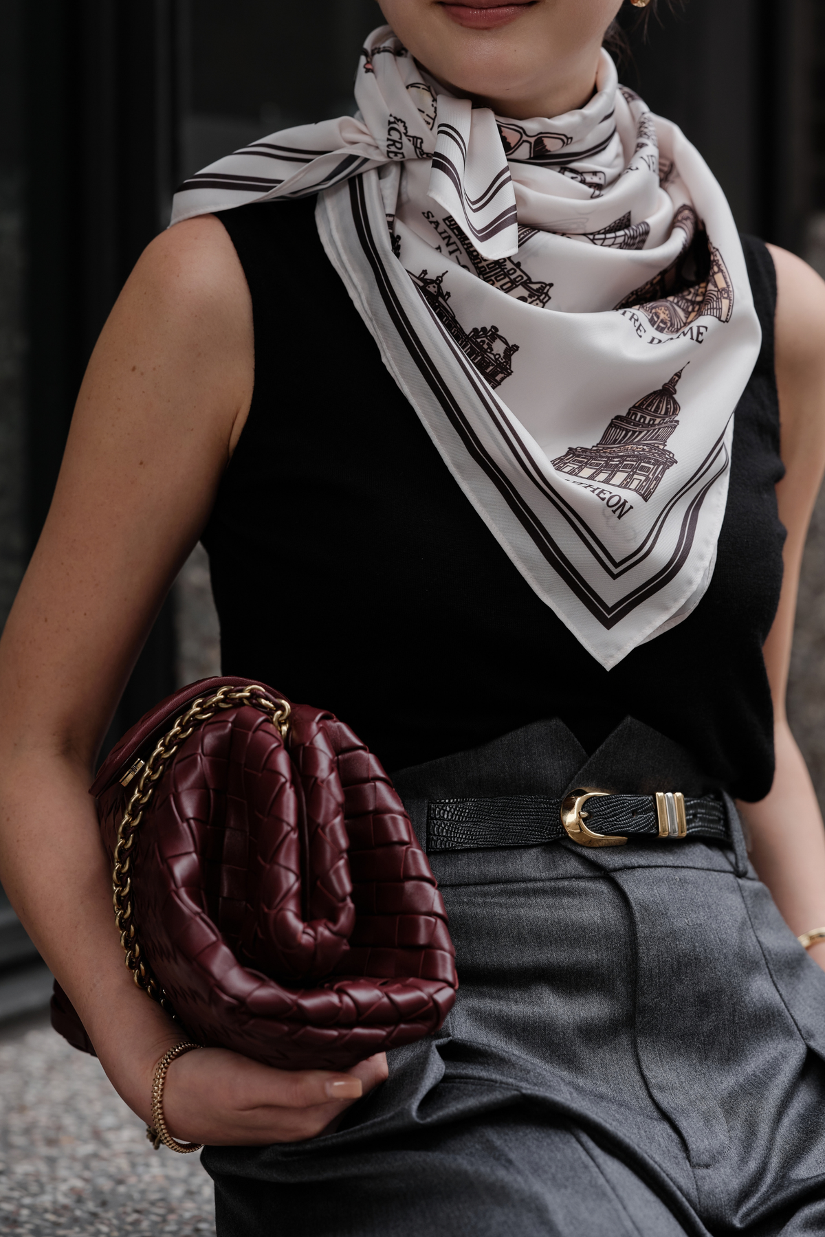 Foulard Ex-libris Paris x aLORS - An Exceptional Collaboration (Ivory x Bordeaux) 90x90cm Scarf