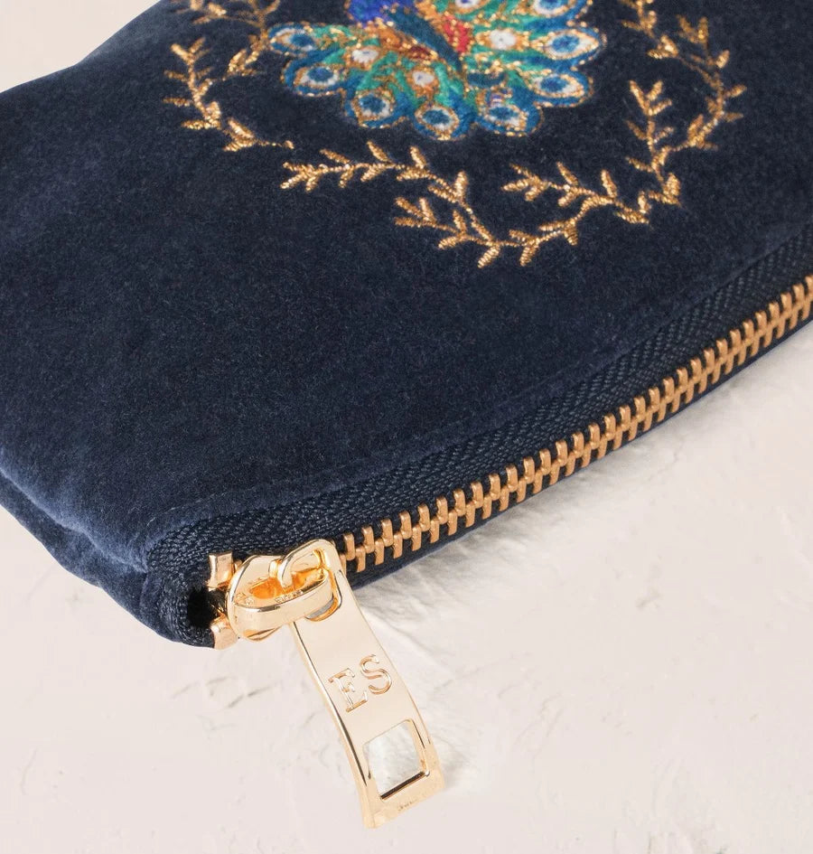 aLORS Select【Elizabeth Scarlett】Botanical Peacock Velvet Coin Purse - Indigo