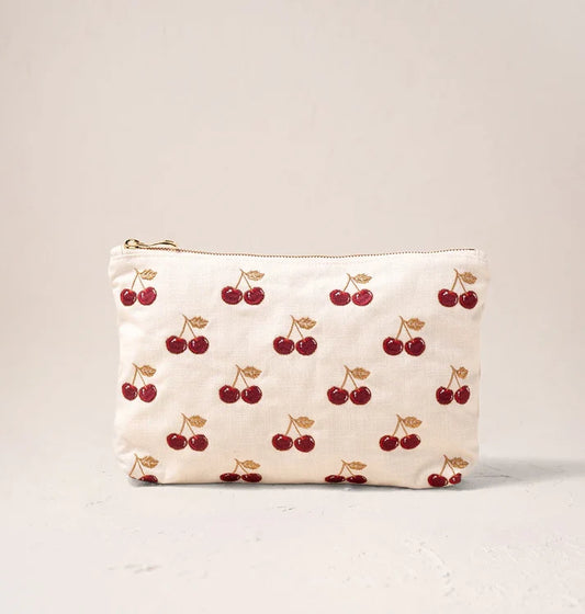aLORS Select【Elizabeth Scarlett】Cherries Canvas Everyday Pouch - Cream
