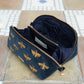 aLORS Select【Elizabeth Scarlett】Honey Bee Charcoal Velvet Open Flat Makeup Bag