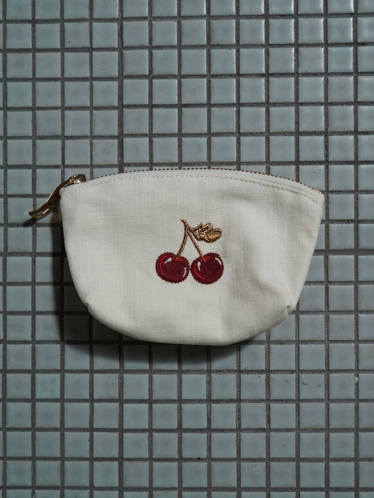 aLORS Select【Elizabeth Scarlett】Cherries Cotton Coin Purse - Cream