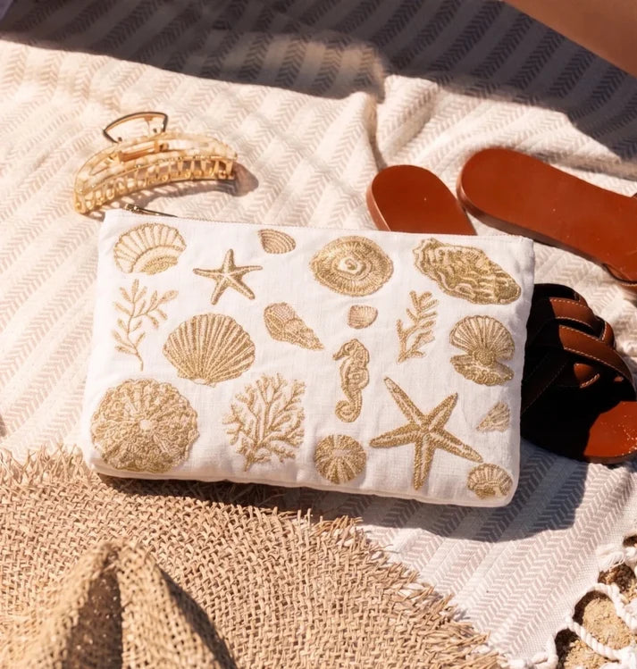 aLORS Select【Elizabeth Scarlett】Ocean Treasures Cotton Everyday Pouch - Cream